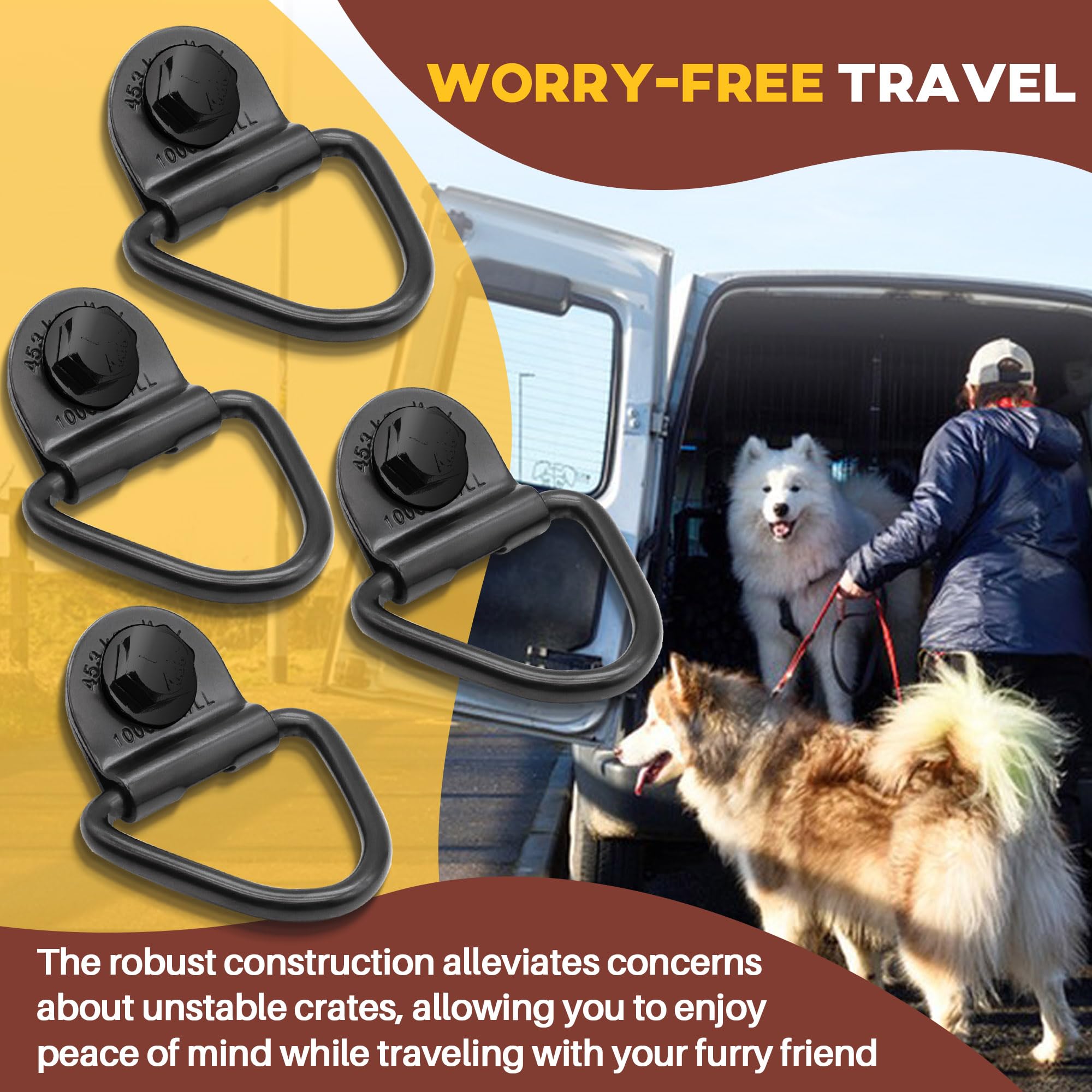 Terixe all-black finish tie down kit blends with kennel hardware.