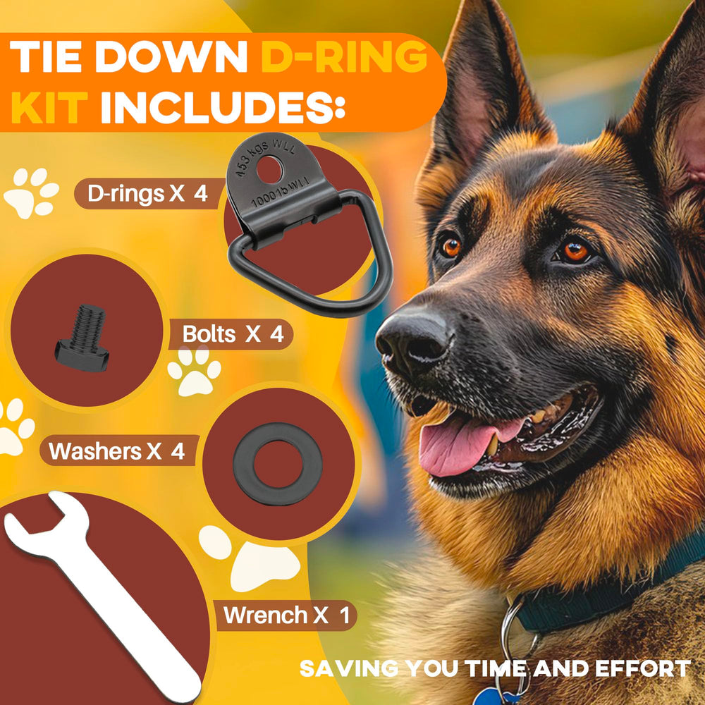 Terixe Ruffland tie down kit securing a kennel during road trip.