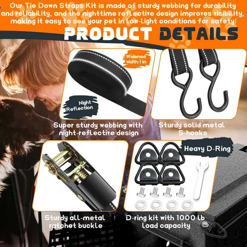 Terixe tie-down kit easy ratcheting action during setup.