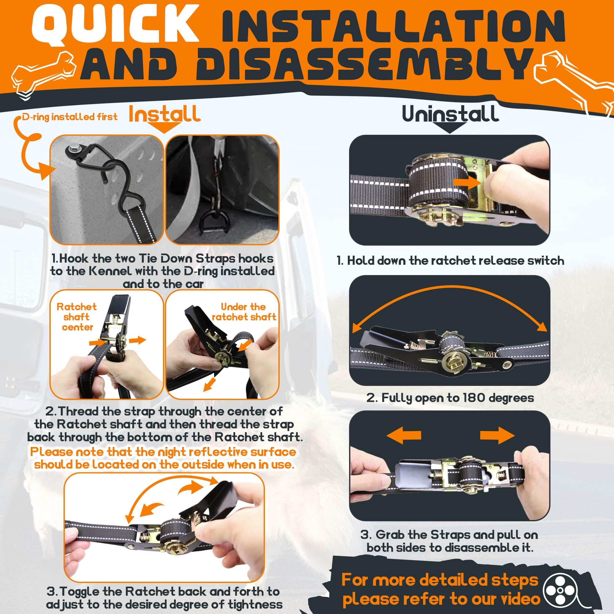 Terixe tie-down kit night reflection in headlights.