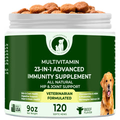 TERRAPAWS 23in1 multivitamin bottle supports daily dog wellness.