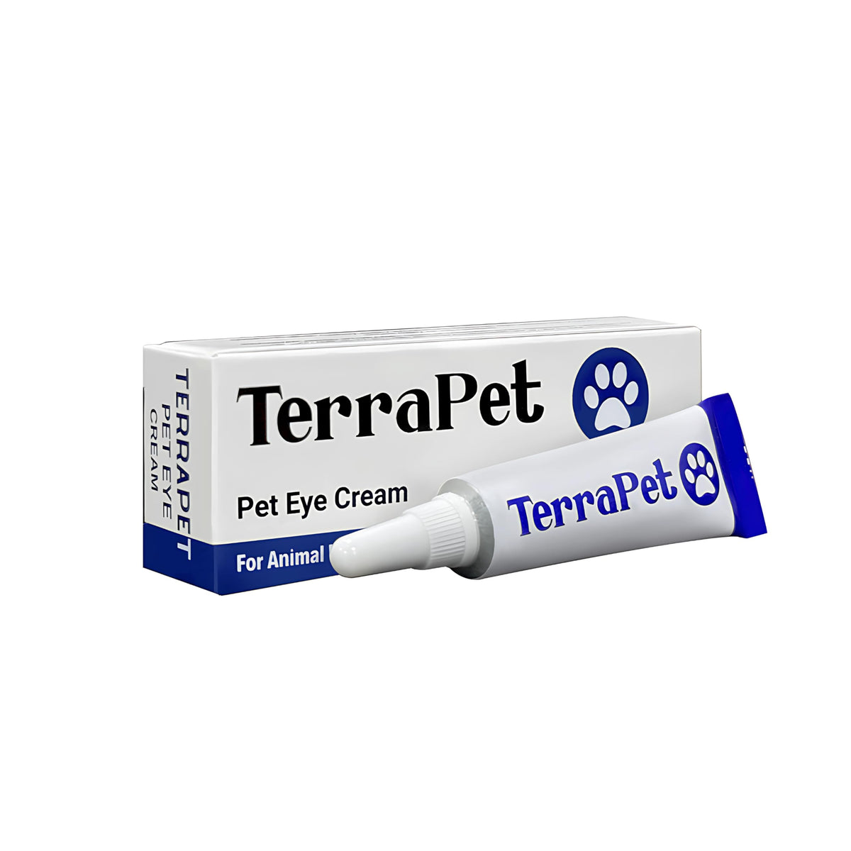 TerraPet Pet Eye Cream tube front offers compact pet eye care on the go
