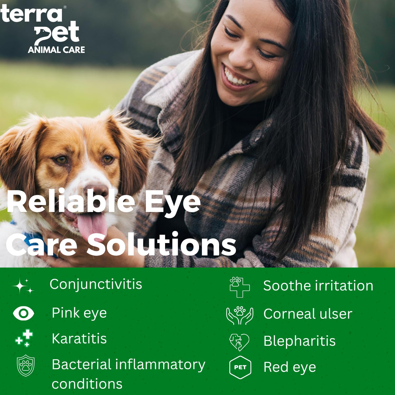 TERRAPET Visiopet eye drops tear-stain cleaning supports cleaner eye area.