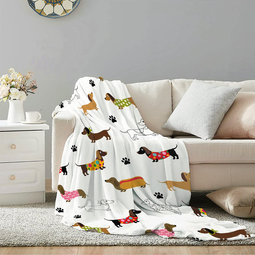 TERSTIN dachshund blanket soft flannel fabric closeup showing plush texture