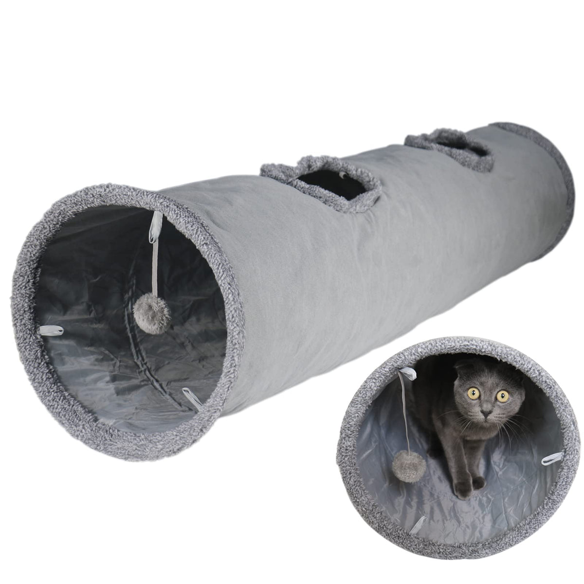 Terunat cat tunnel grey suede exterior designed for indoor play and exploration.