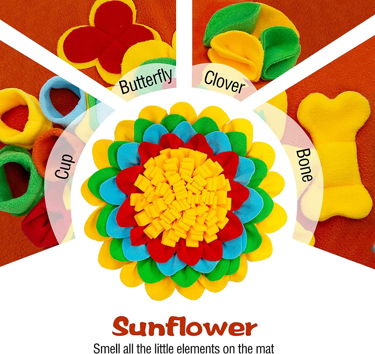 Tesitehi Snuffle Mat bone-squeak corner attracts attention during sniffing play.