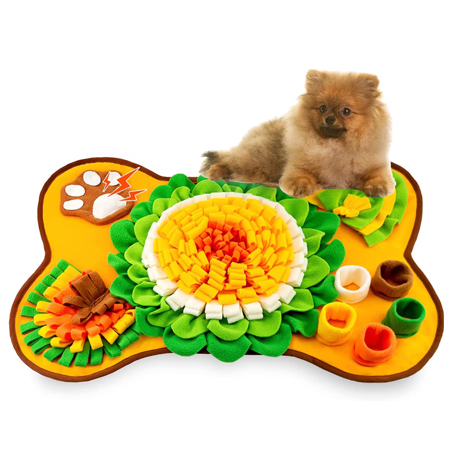 Tesitehi Snuffle Mat with flower-core design hides treats for engaging sniffing play