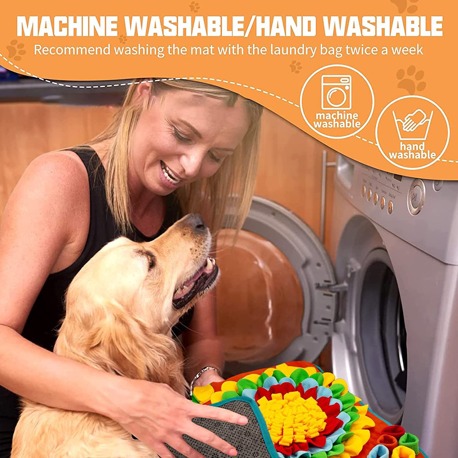 Tesitehi Snuffle Mat easy-cleaning design simplifies washing after sniffing sessions.