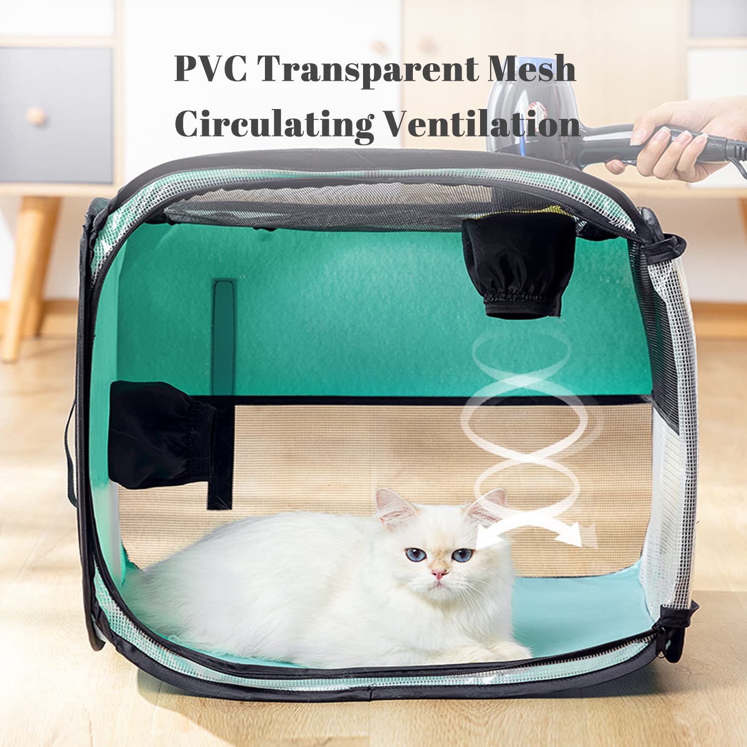 TESSVEYA drying box top view emphasizes airy mesh and visibility during use.