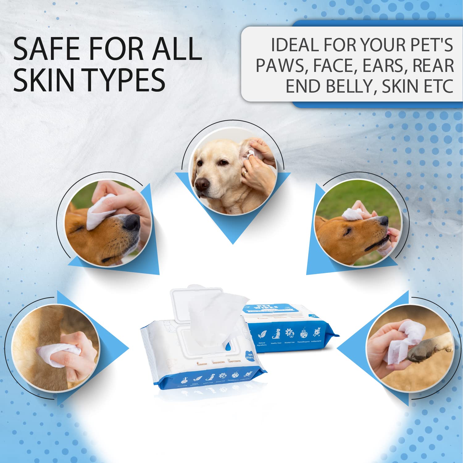 Tetesol Dog Wipes car use for on-the-go freshening during trips.