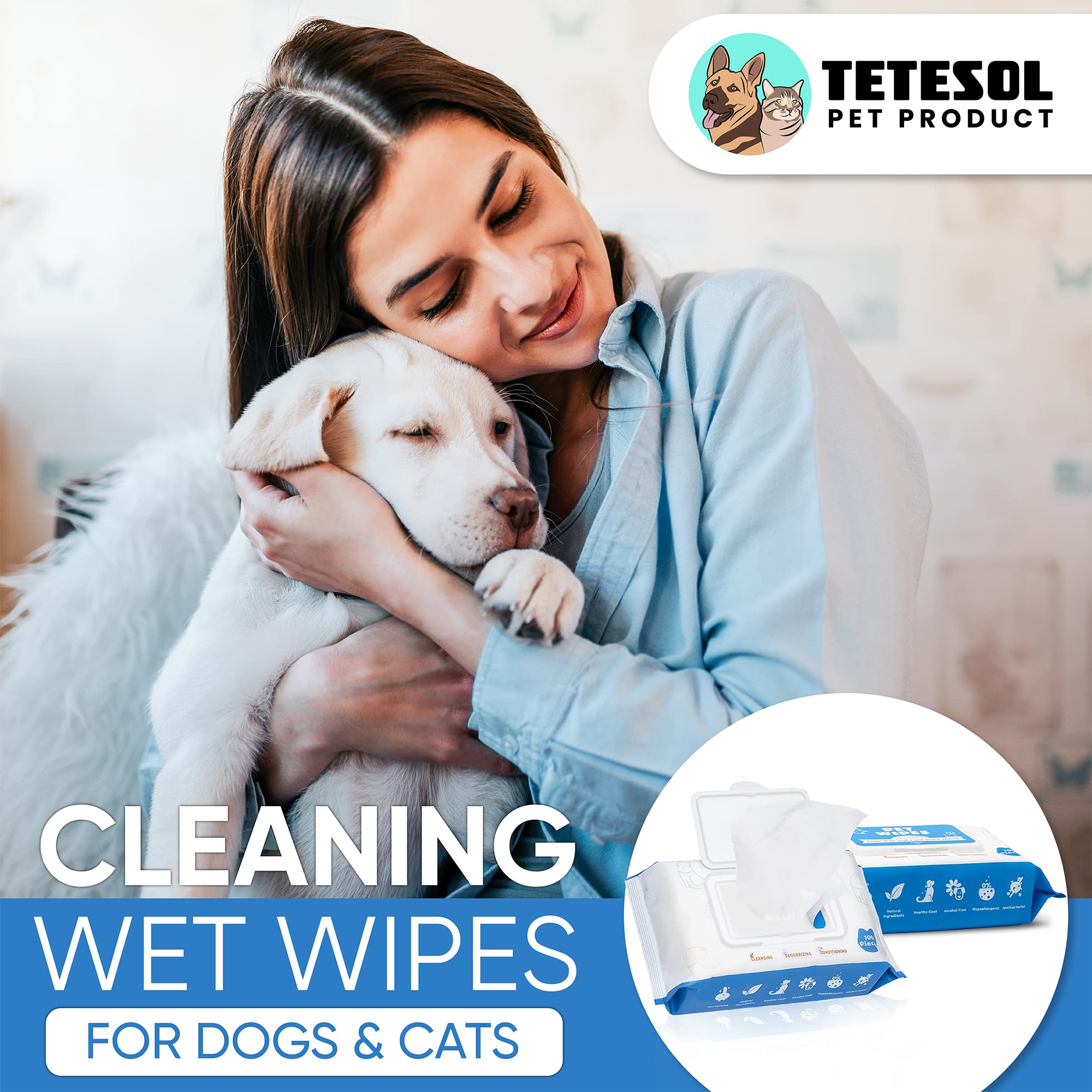 Tetesol Dog Wipes soft nonwoven fabric close-up for gentle grooming.