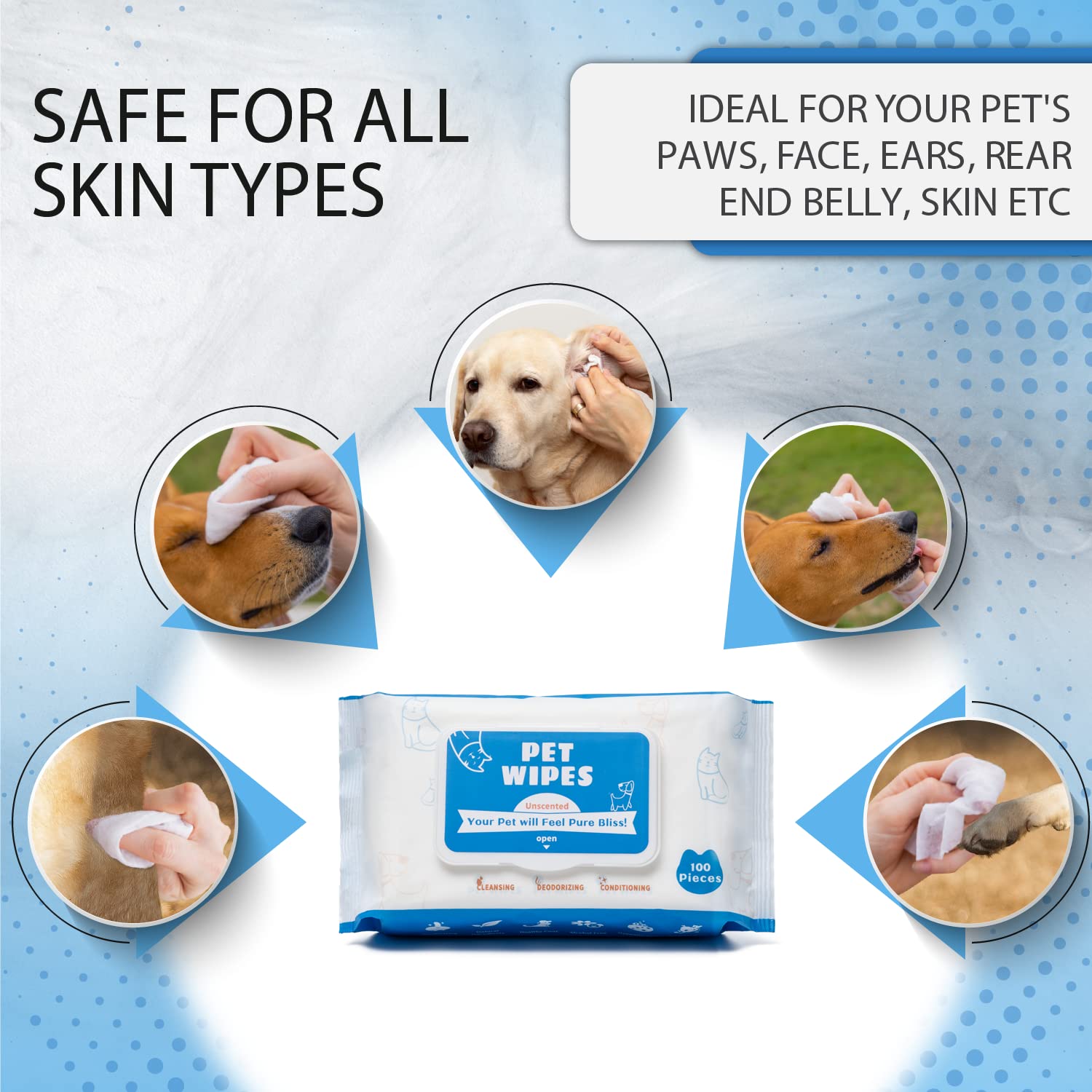 Tetesol dog wipes soft fabric closeup illustrates gentle daily care for pets