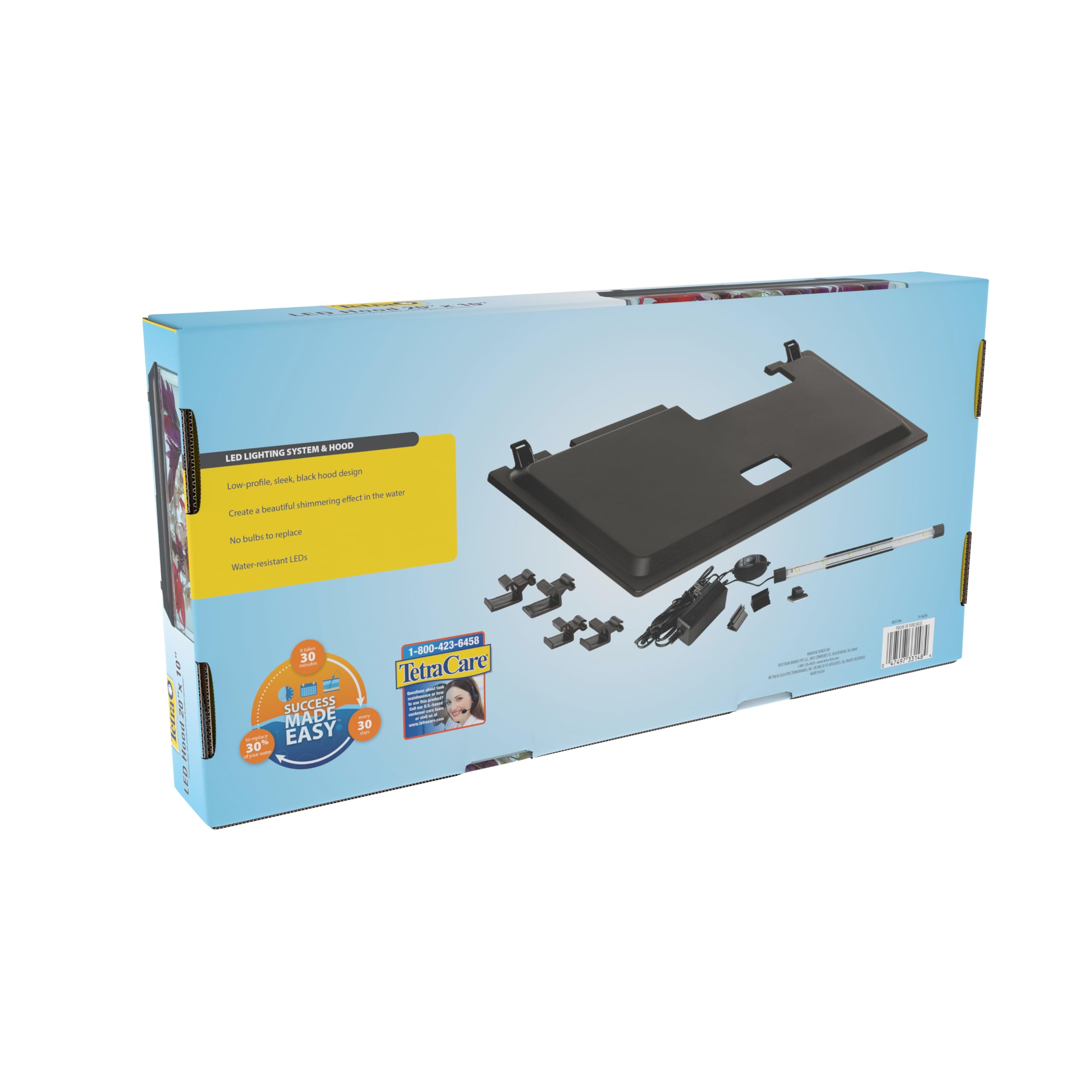 Tetra LED Hood back cutouts illustrate filter compatibility for flexible setups.
