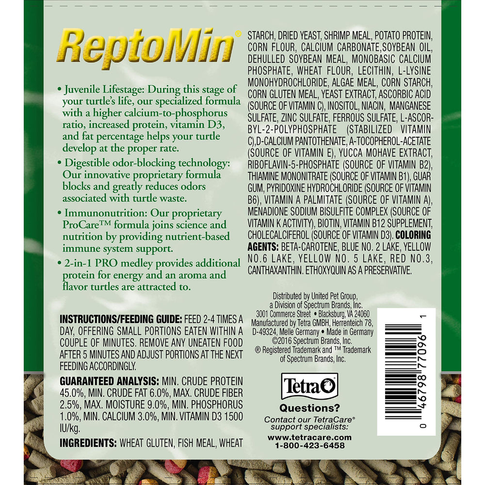 TetraFauna PRO ReptoMin Pro Sticks 8-10mm close-up-stick-size demonstrates bite-sized feed for juveniles.