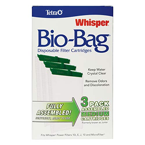 Tetra Whisper Bio-Bag cartridge highlighting odor removal benefits.