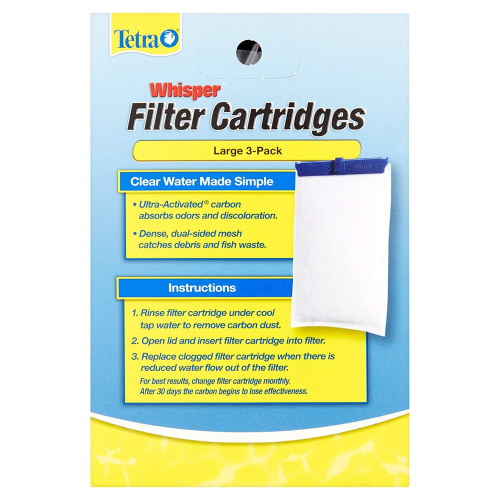 Tetra Whisper Large filter cartridge 3pk activated carbon removes odors and impurities