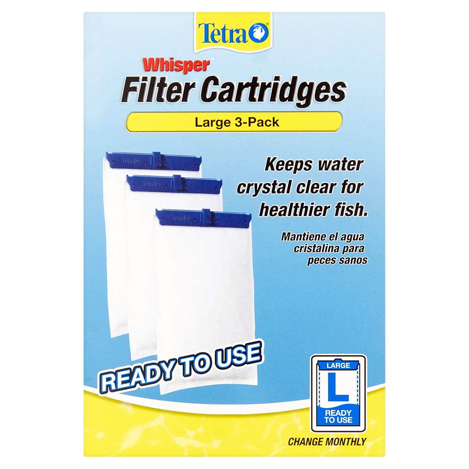 Tetra Whisper Large filter cartridge 3pk coarse floss layer traps debris for cleaner water