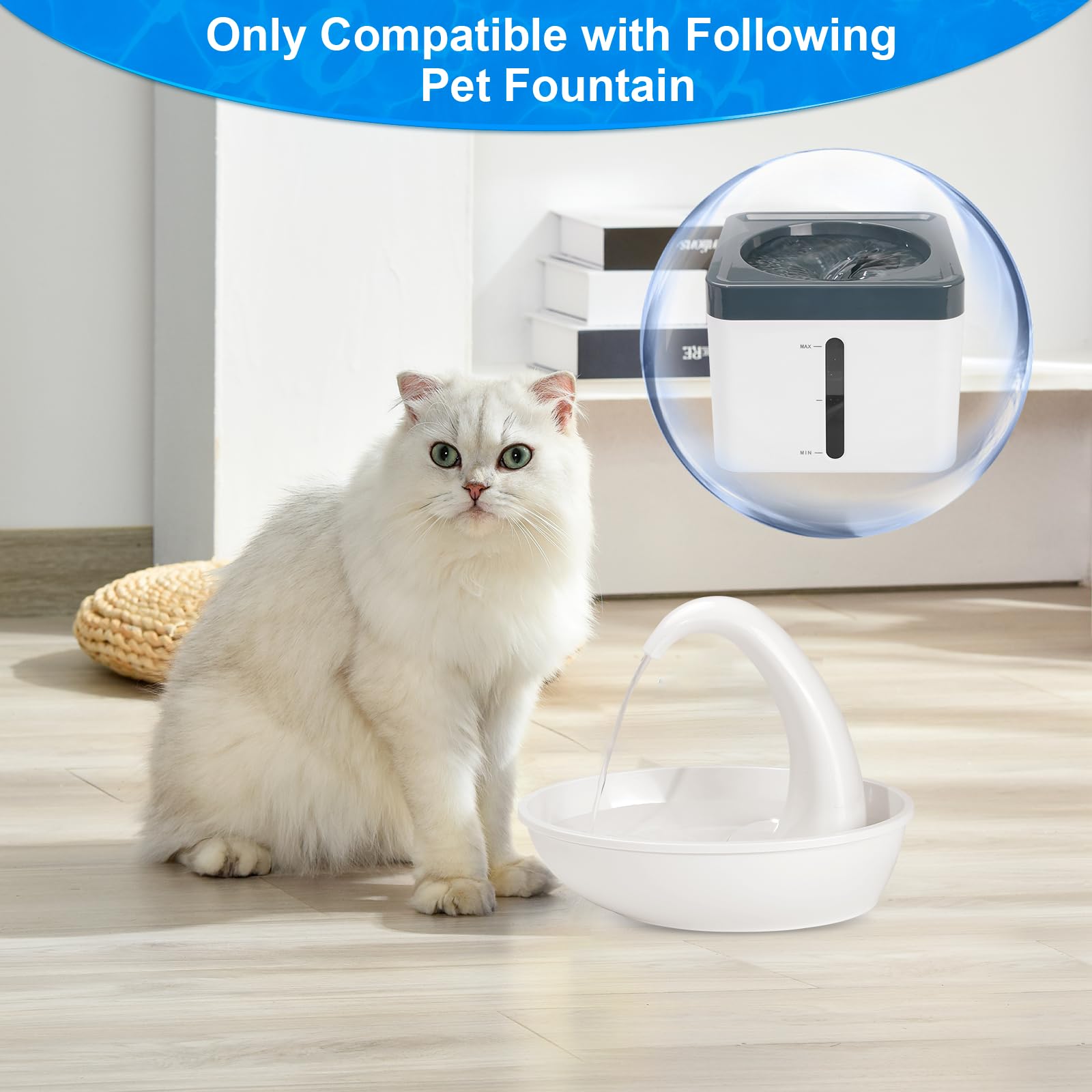 Tettie water flow with filter view highlights clearer water and pet-friendly filtration.