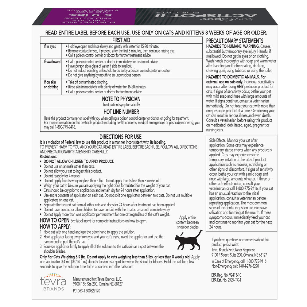 TevraPet Actispot II waterproof topical remains effective during baths and splashes.