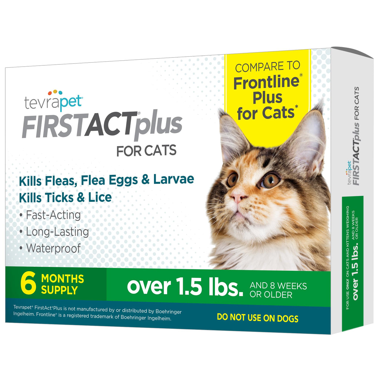TevraPet FirstAct Plus drops applied at the neck for monthly flea and tick protection.