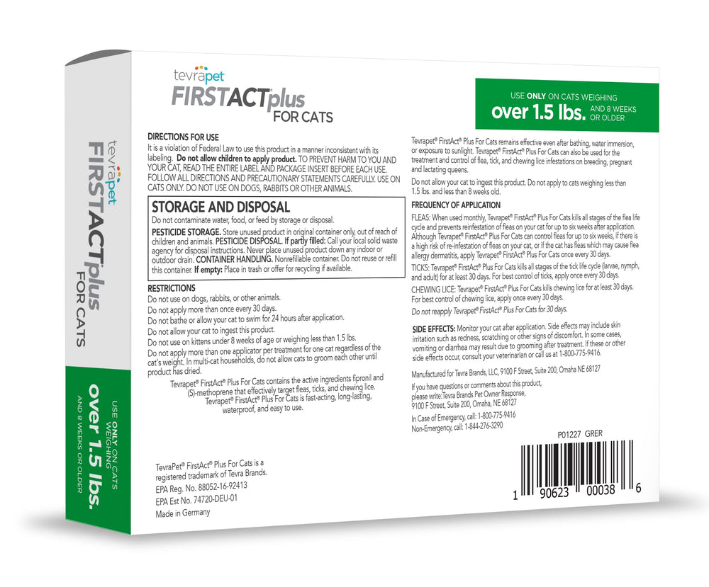 TevraPet FirstAct Plus emphasizes high-quality ingredients for reliable protection.