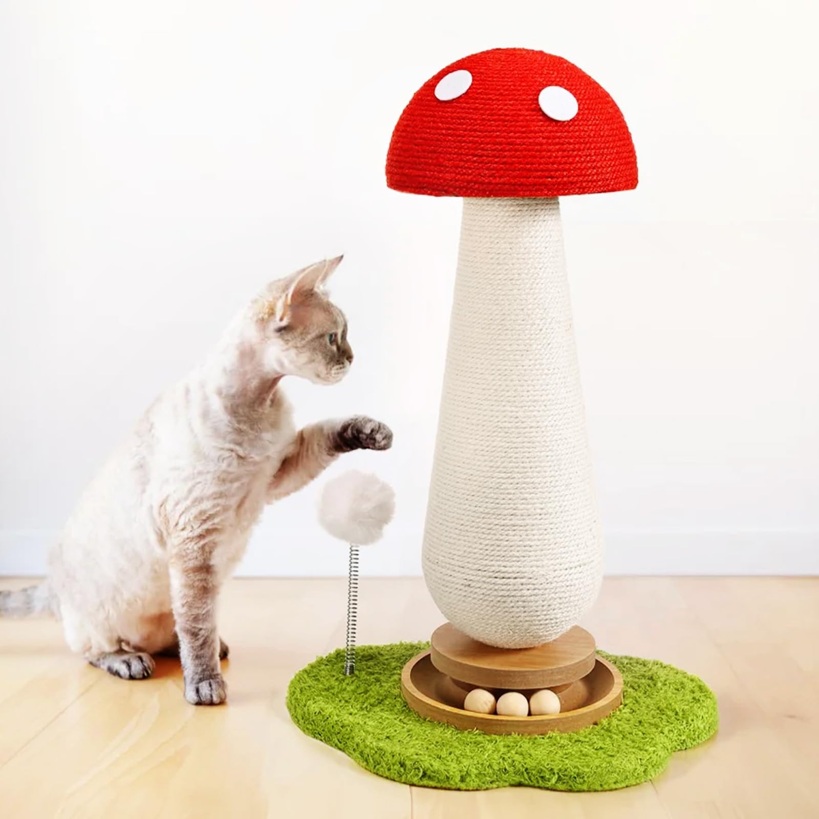 TEWIWAP mushroom colorfully designed scratching post blends with decor