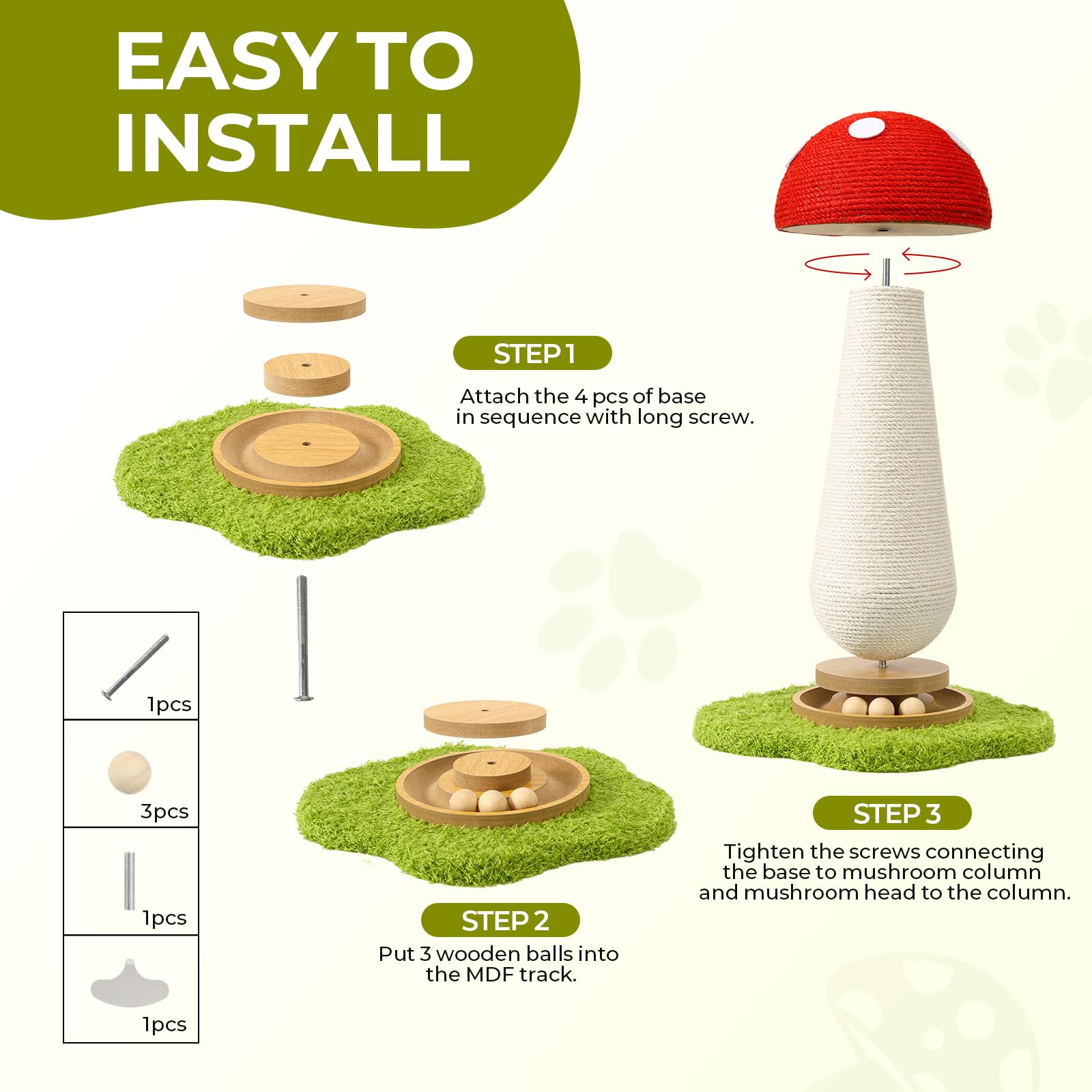 TEWIWAP mushroom cat scratcher play area integrated into home setup