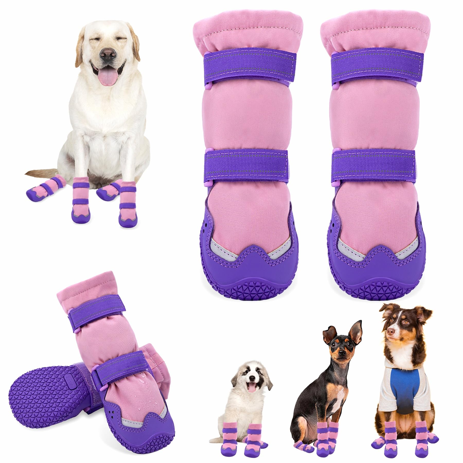 TEWIWAP large dog boots with warm fleece lining protect paws in snow.