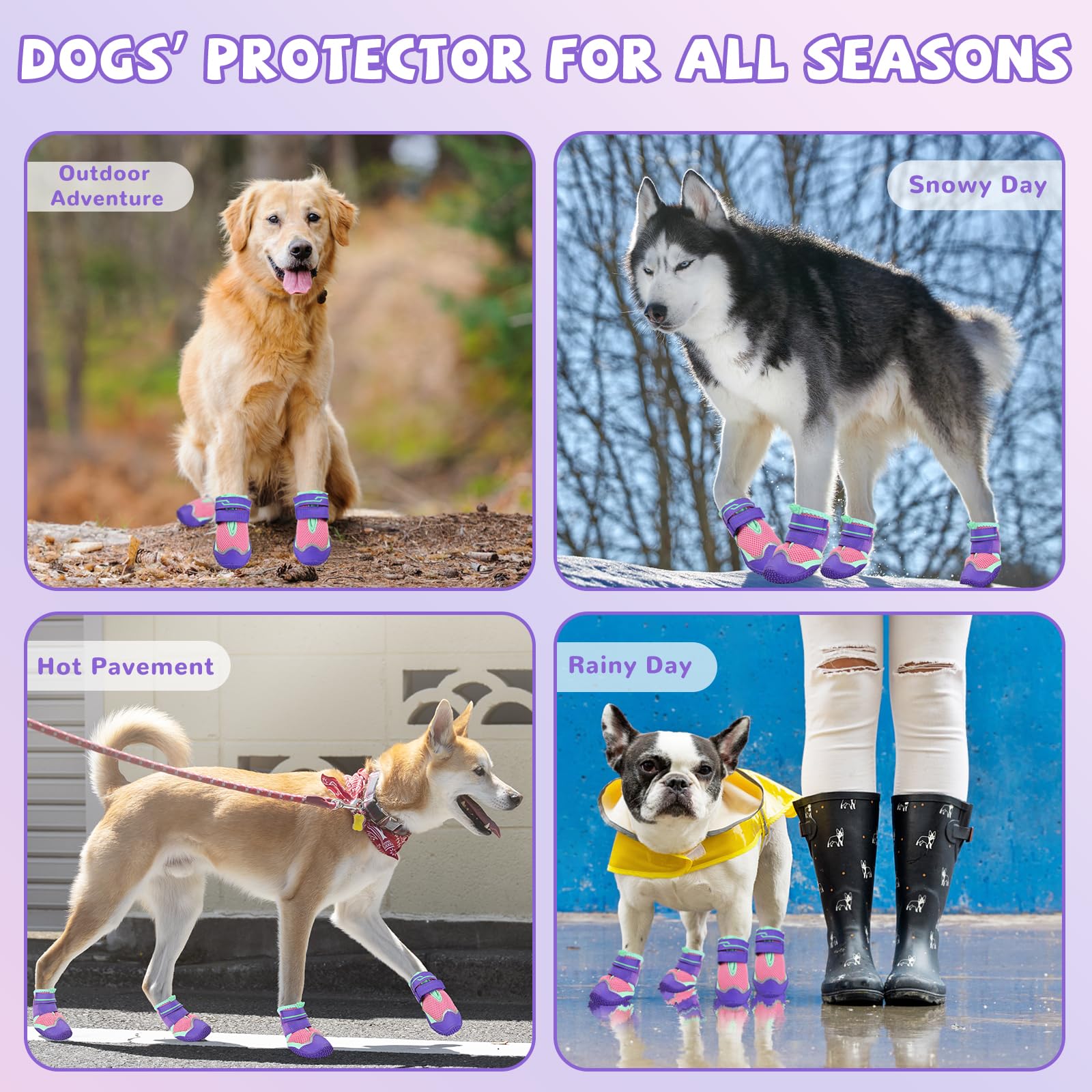 TEWIWAP dog shoes adjustable straps for easy on/off and secure fit
