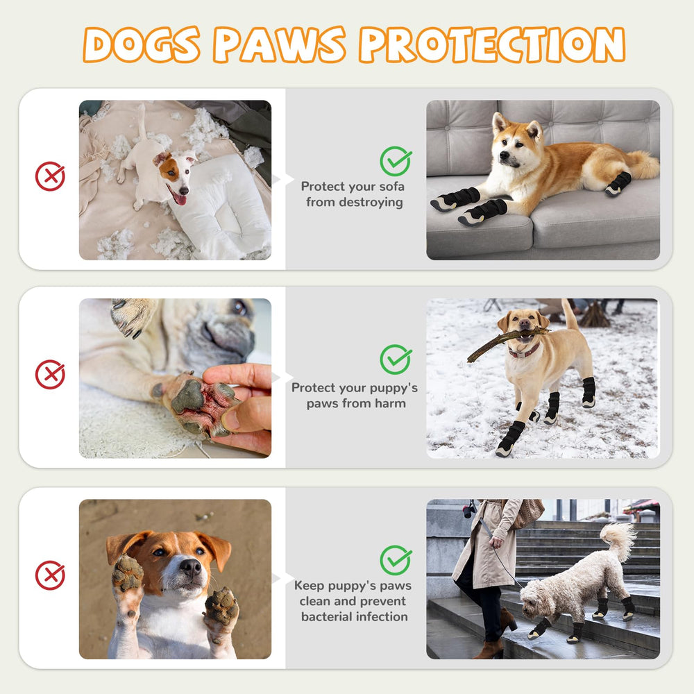 TEWIWAP dog shoes non-slip soles — better traction on wood and pavement.