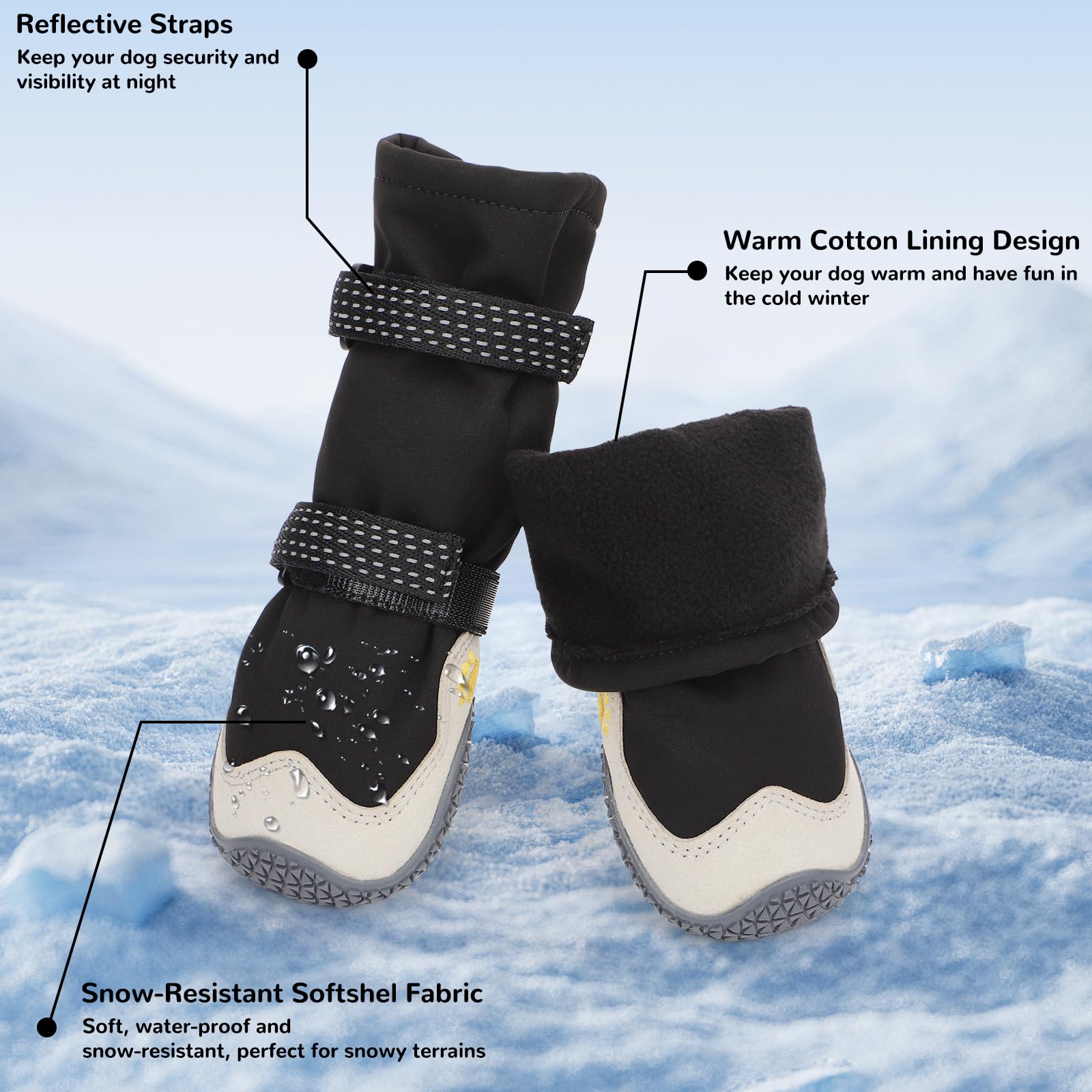 TEWIWAP dog shoes reflective straps — safer nighttime visibility.