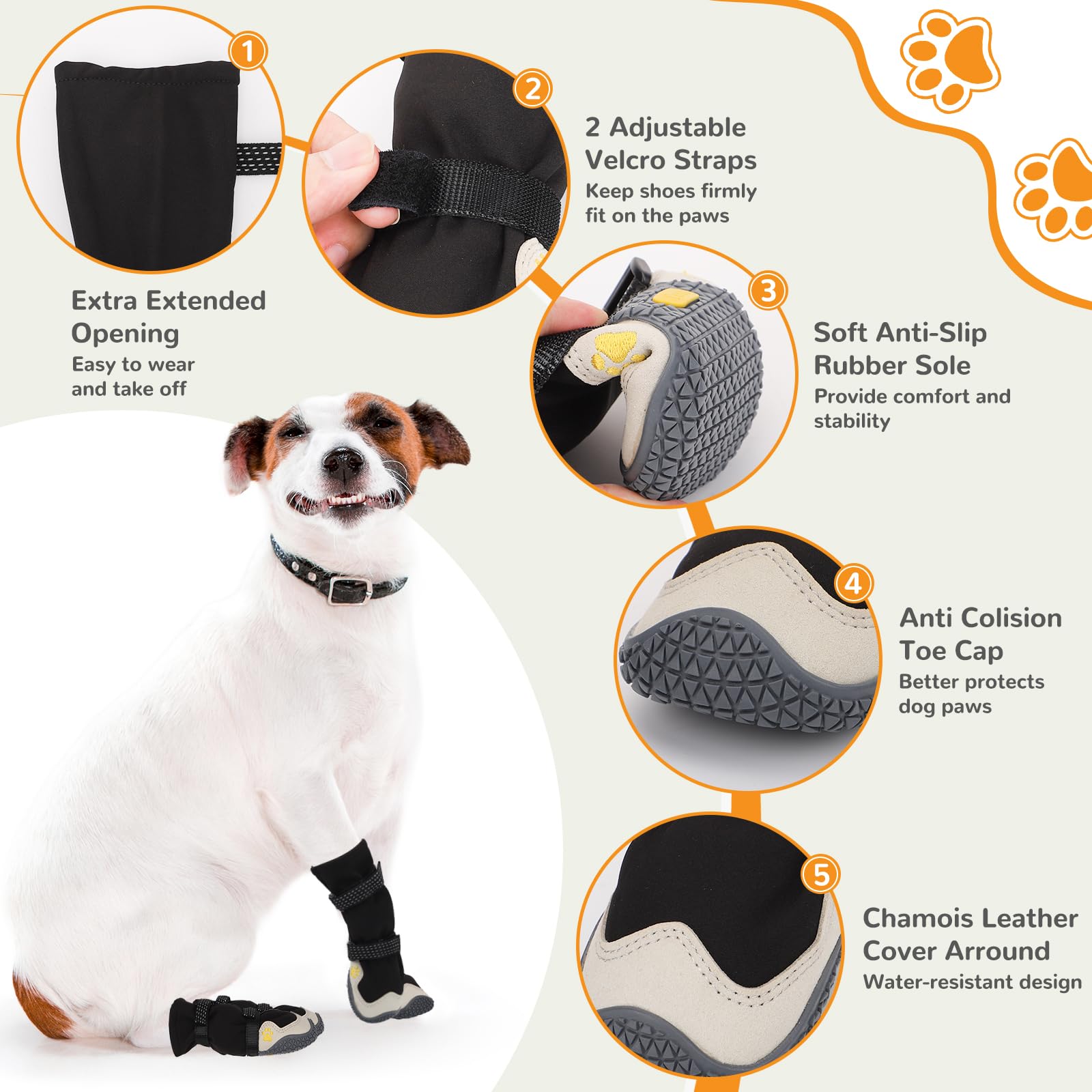 TEWIWAP dog shoes warm fleece lining — keeps paws cozy in cold weather.