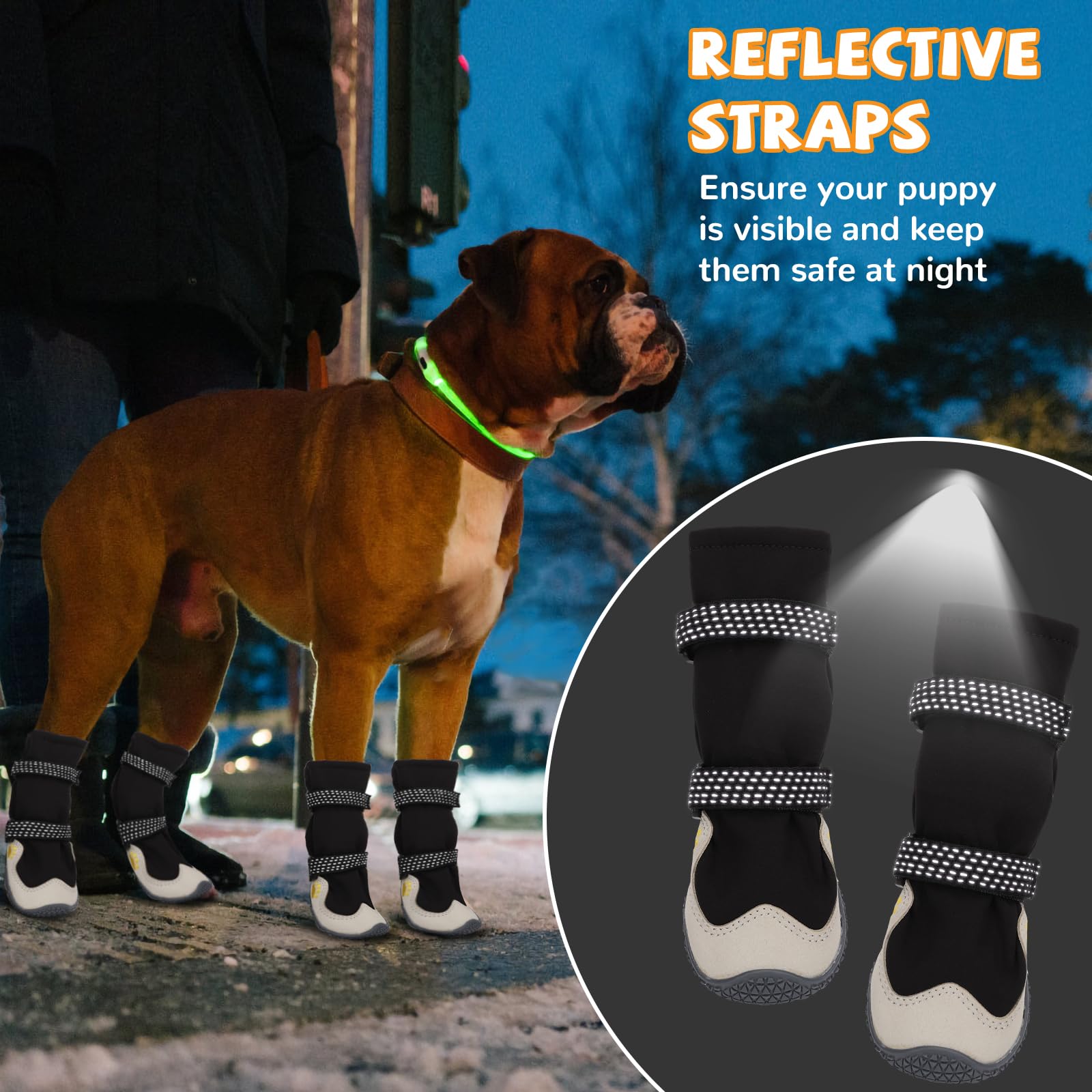 TEWIWAP dog shoes waterproof leather exterior — keeps paws dry in rain.