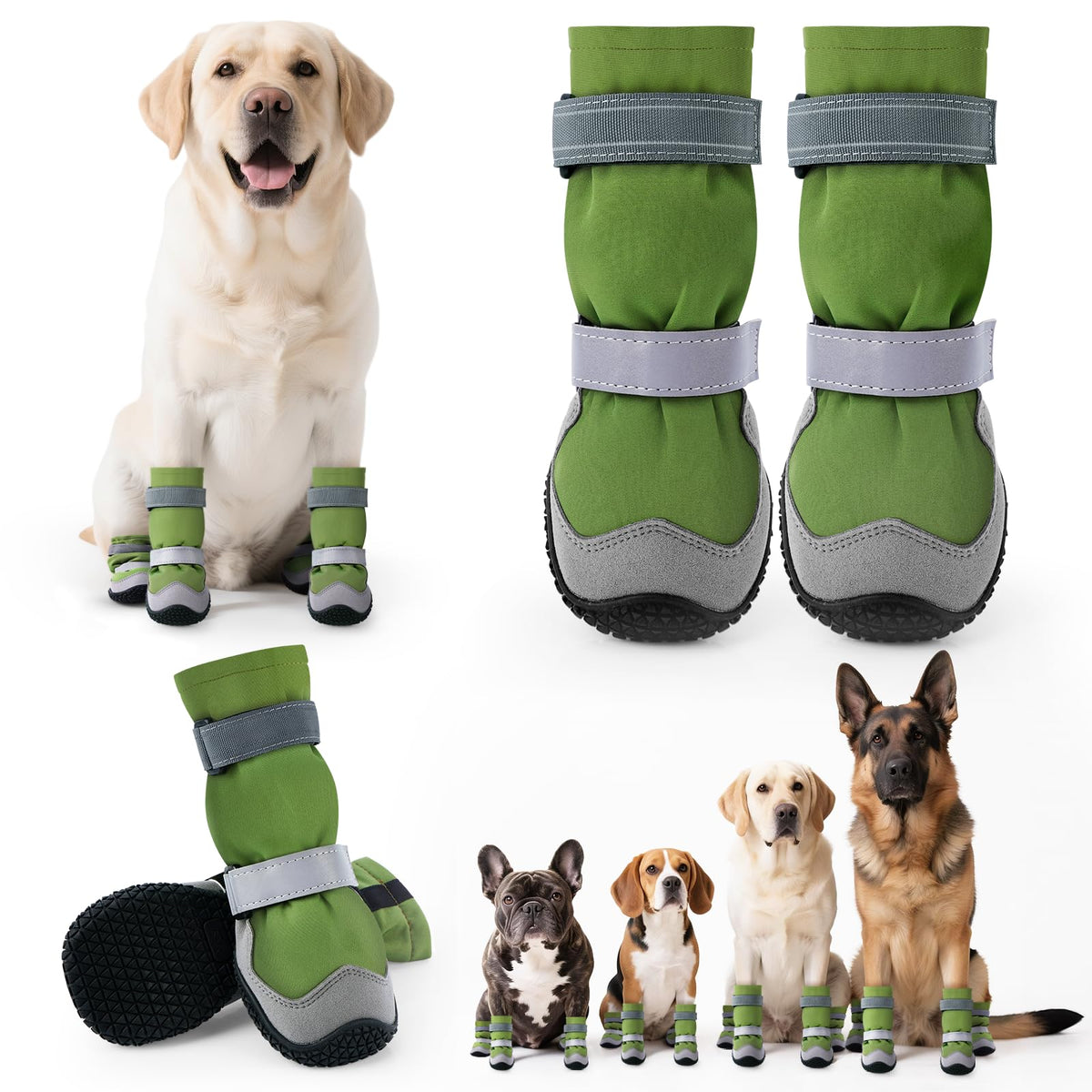 TEWIWAP winter dog snow boots with open-strap for quick on/off during walks.