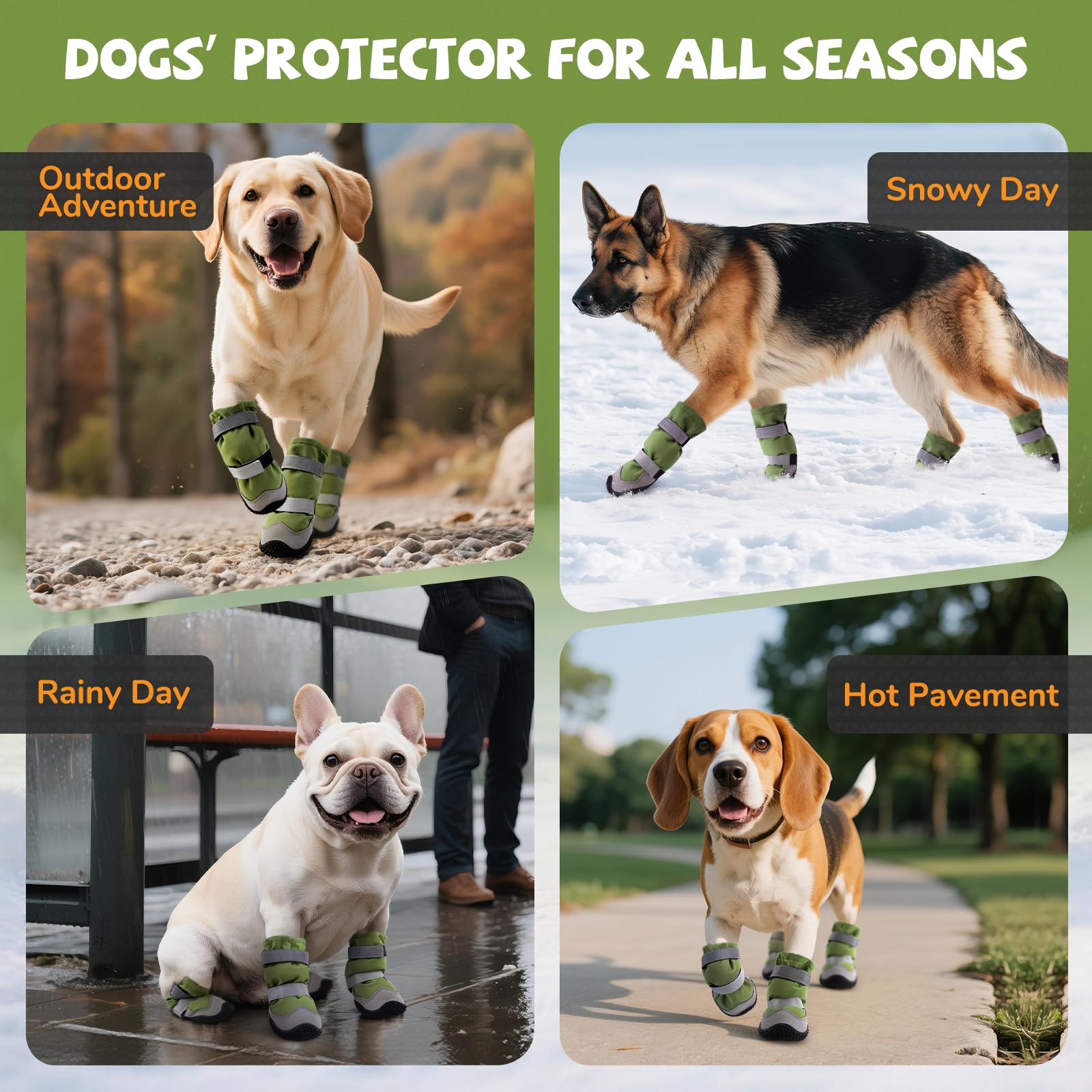 TEWIWAP waterproof construction helps keep paws dry after snowy adventures.