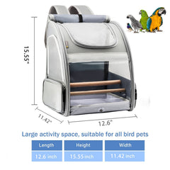 Texsens Bird Carrier Backpack front window lets birds enjoy scenery during trips.