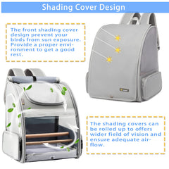 Texsens Bird Carrier Backpack side entrance enables easy pet access.