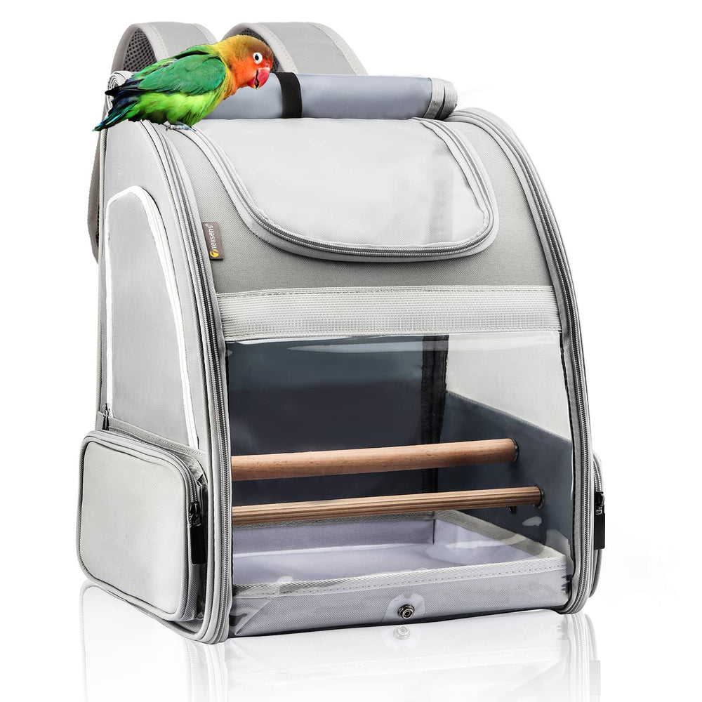 Texsens Bird Carrier Backpack ventilation panels promote fresh airflow during travel.