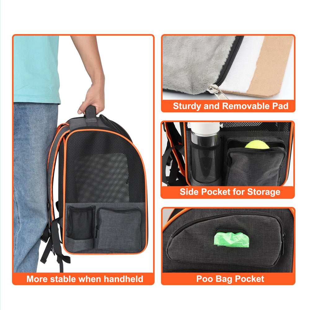Texsens cat backpack ventilation with three mesh sides improves airflow for curious cats.
