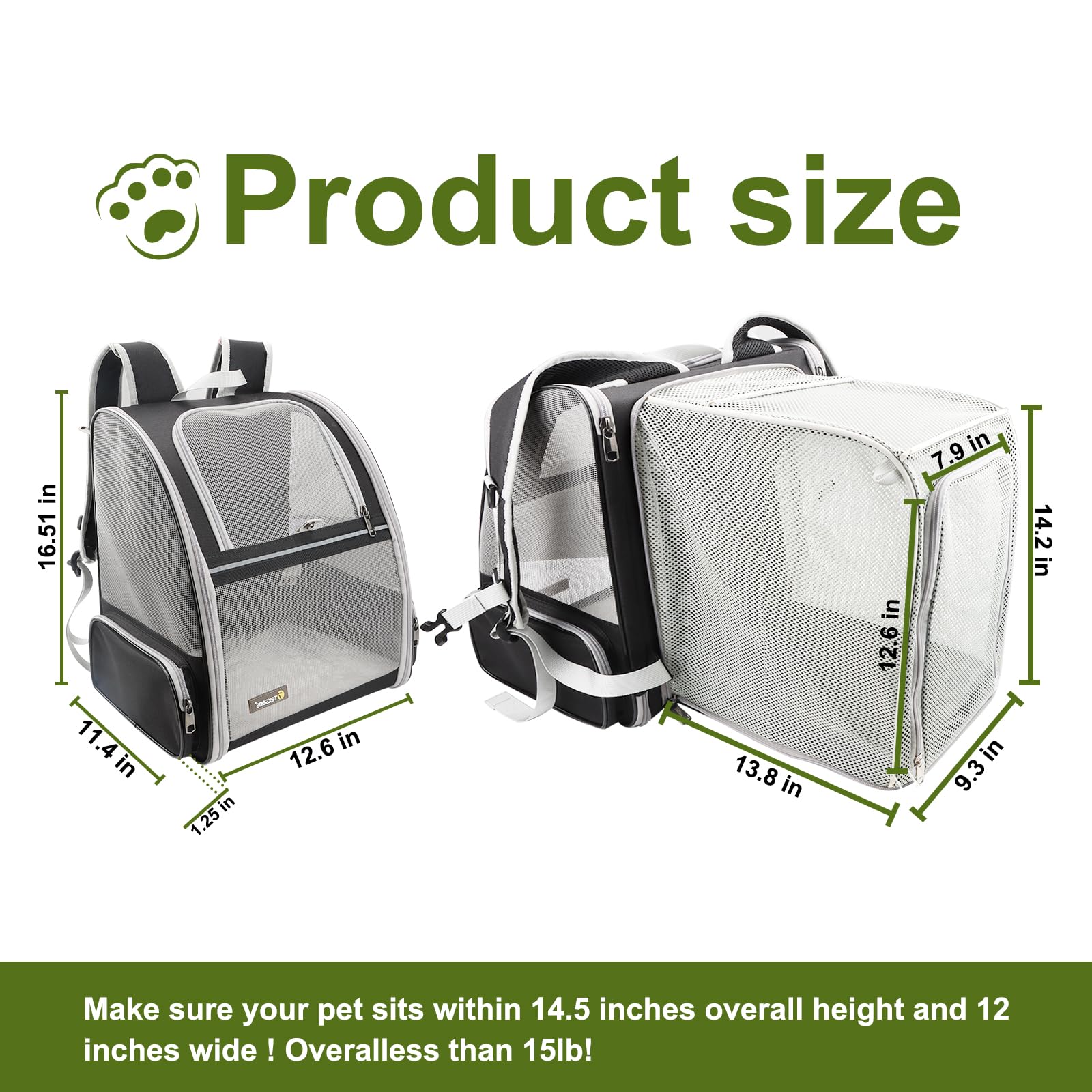 Texsens Cat Backpack shows breathable mesh ventilation on three sides for airflow.