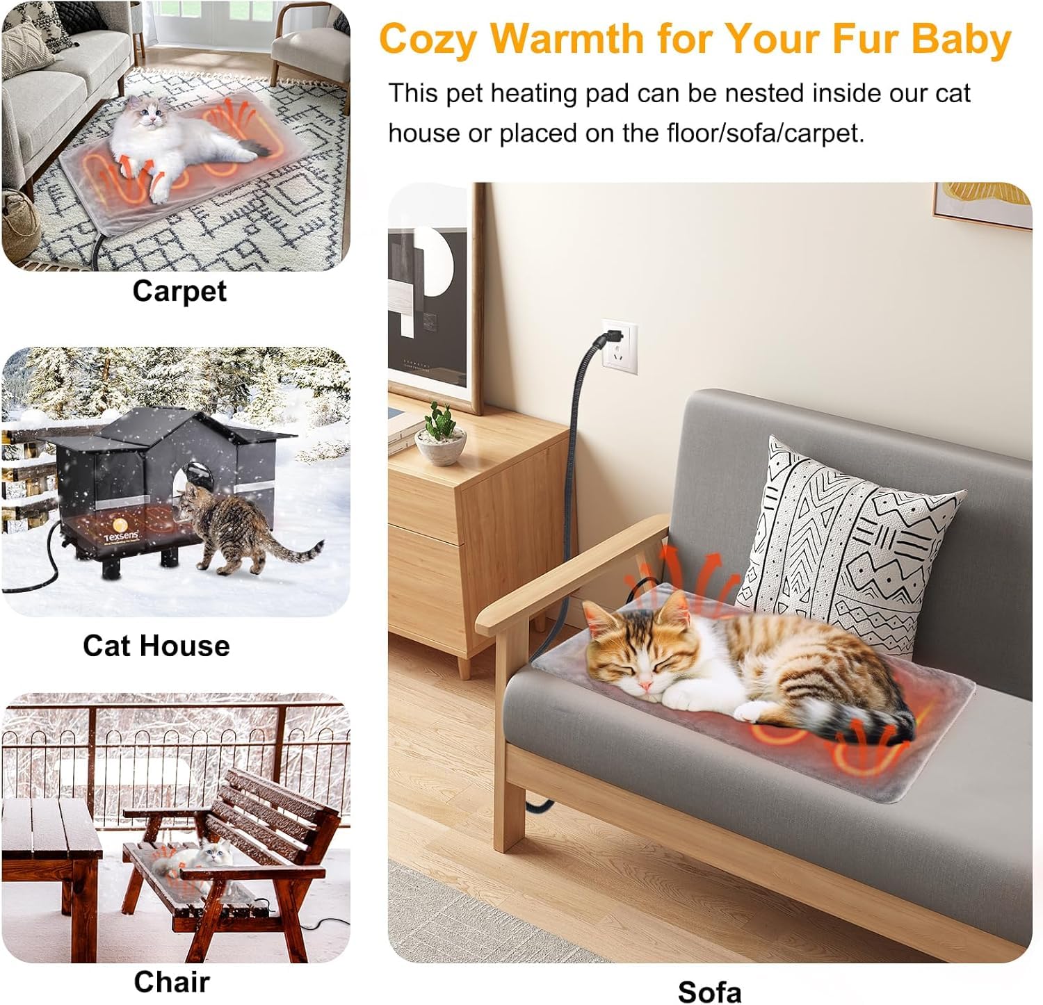 Texsens heating pad cover is machine-washable for easy cleaning.