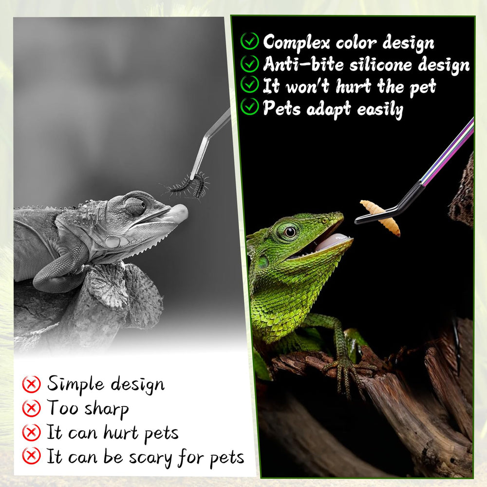 Texsens OLIISS bearded dragon feeding with straight tongs.