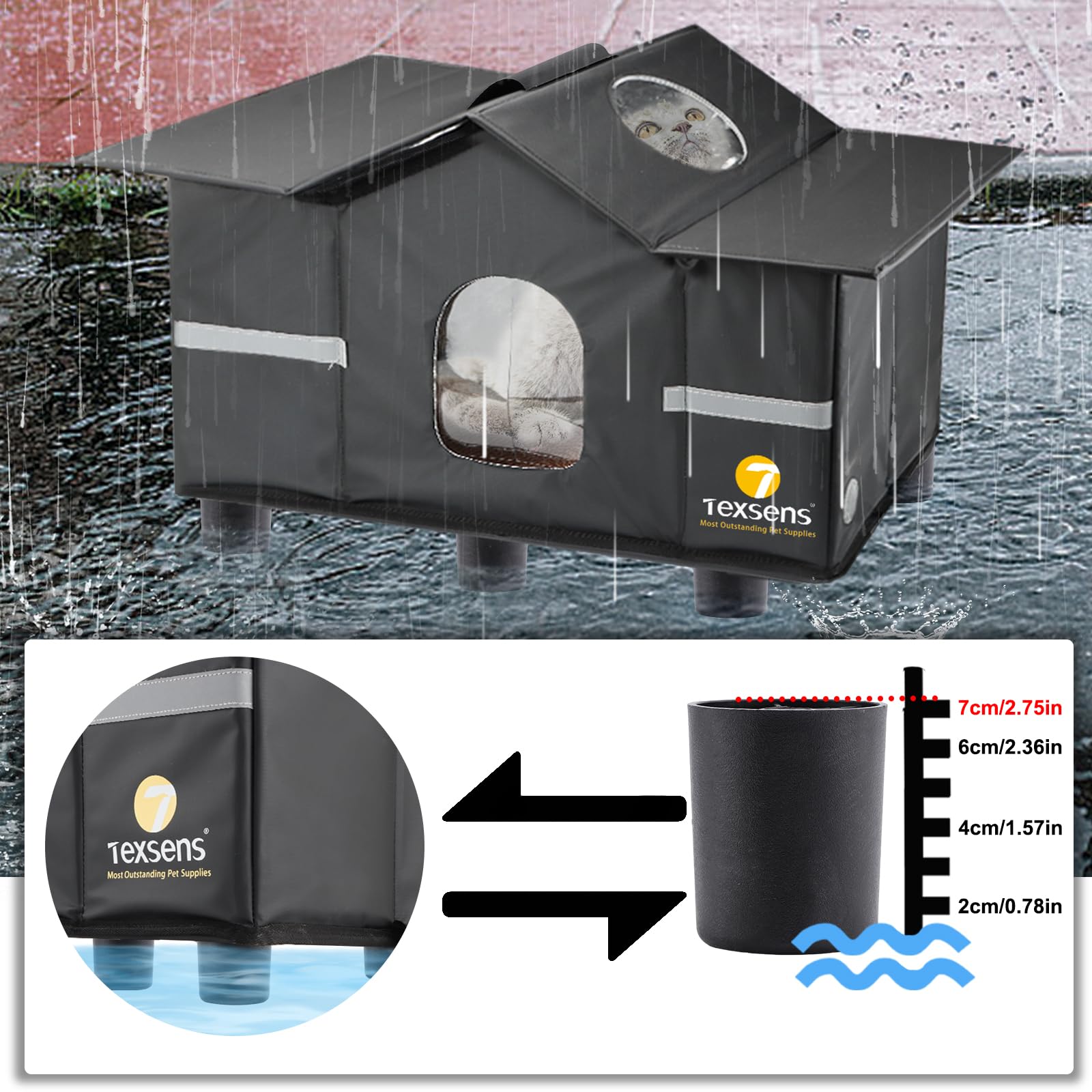Texsens Outdoor Cat House insulation panels maintain warmth and control odors.