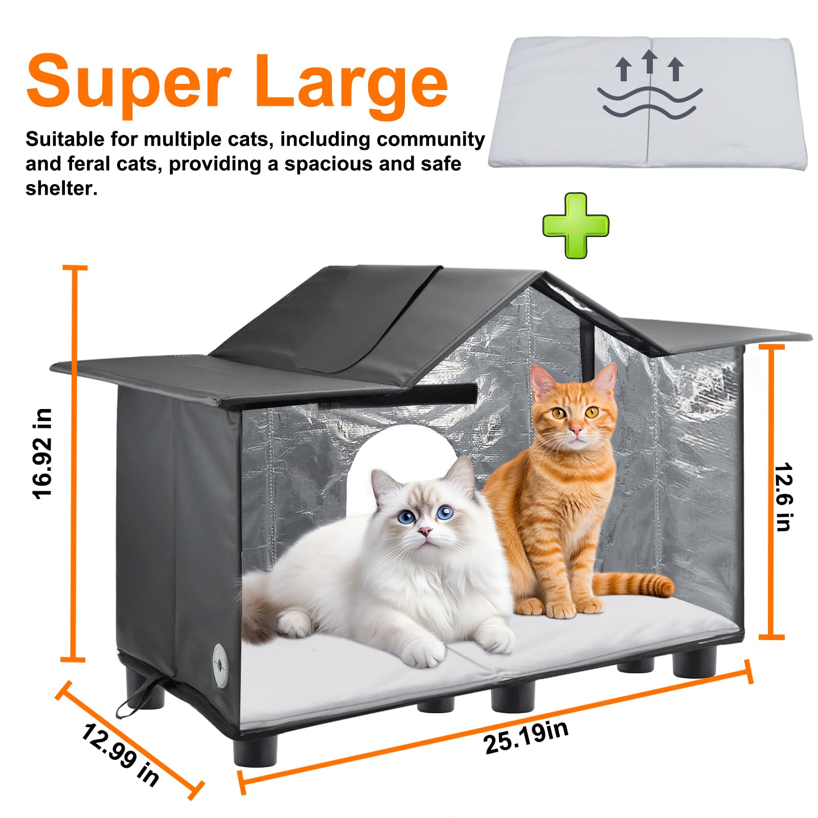 Texsens Outdoor Cat House roof window allows monitoring and airflow.