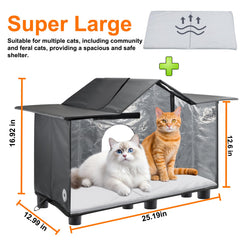 Texsens Outdoor Cat House roof window allows monitoring and airflow.