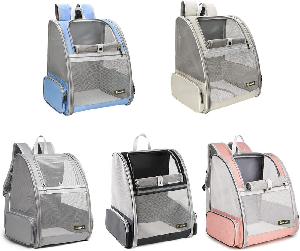 Texsens Pet Backpack Blue inside view enables quick pet checks on the go
