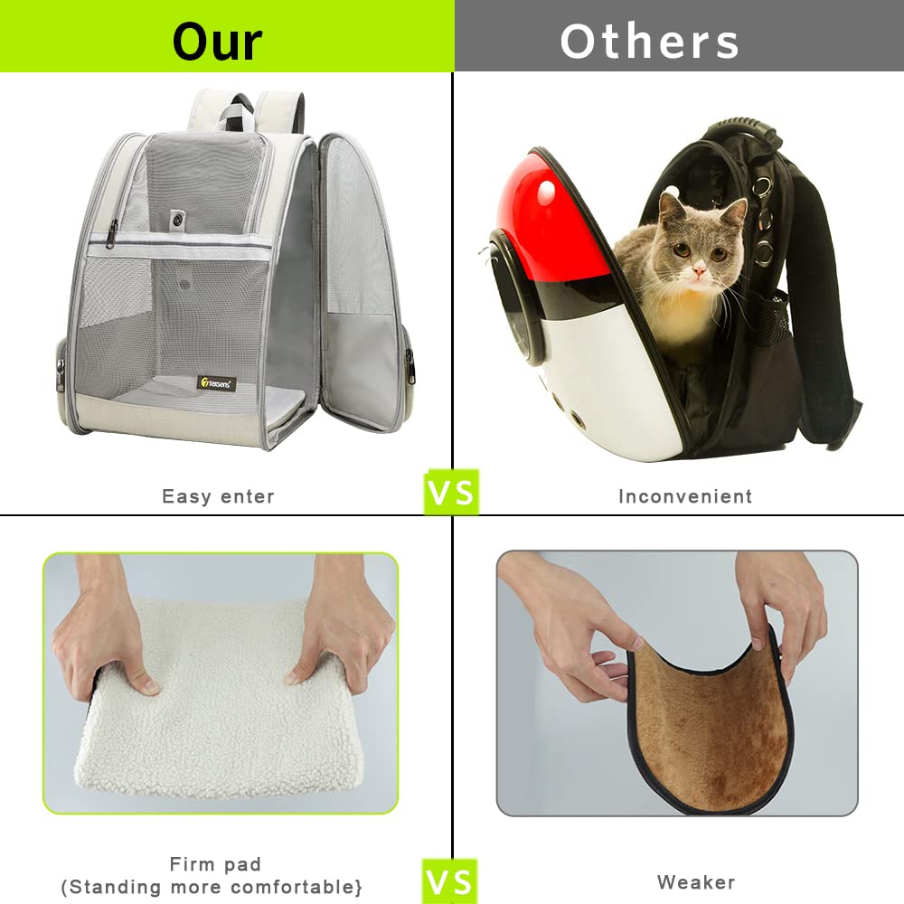 Texsens Pet Backpack scratch-resistant design demonstrates durability for outdoor use.