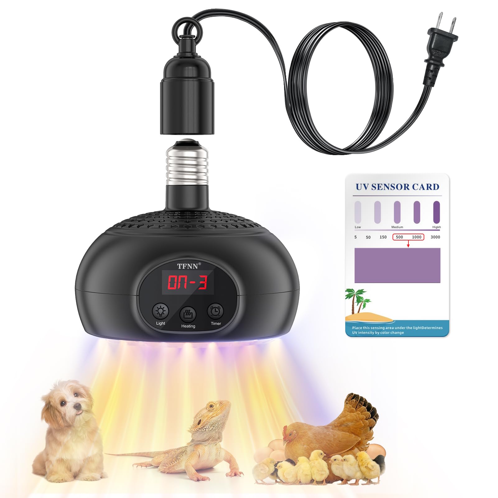 TFNN chicken coop heater lamp with full-light bulbs warming the coop for chicks