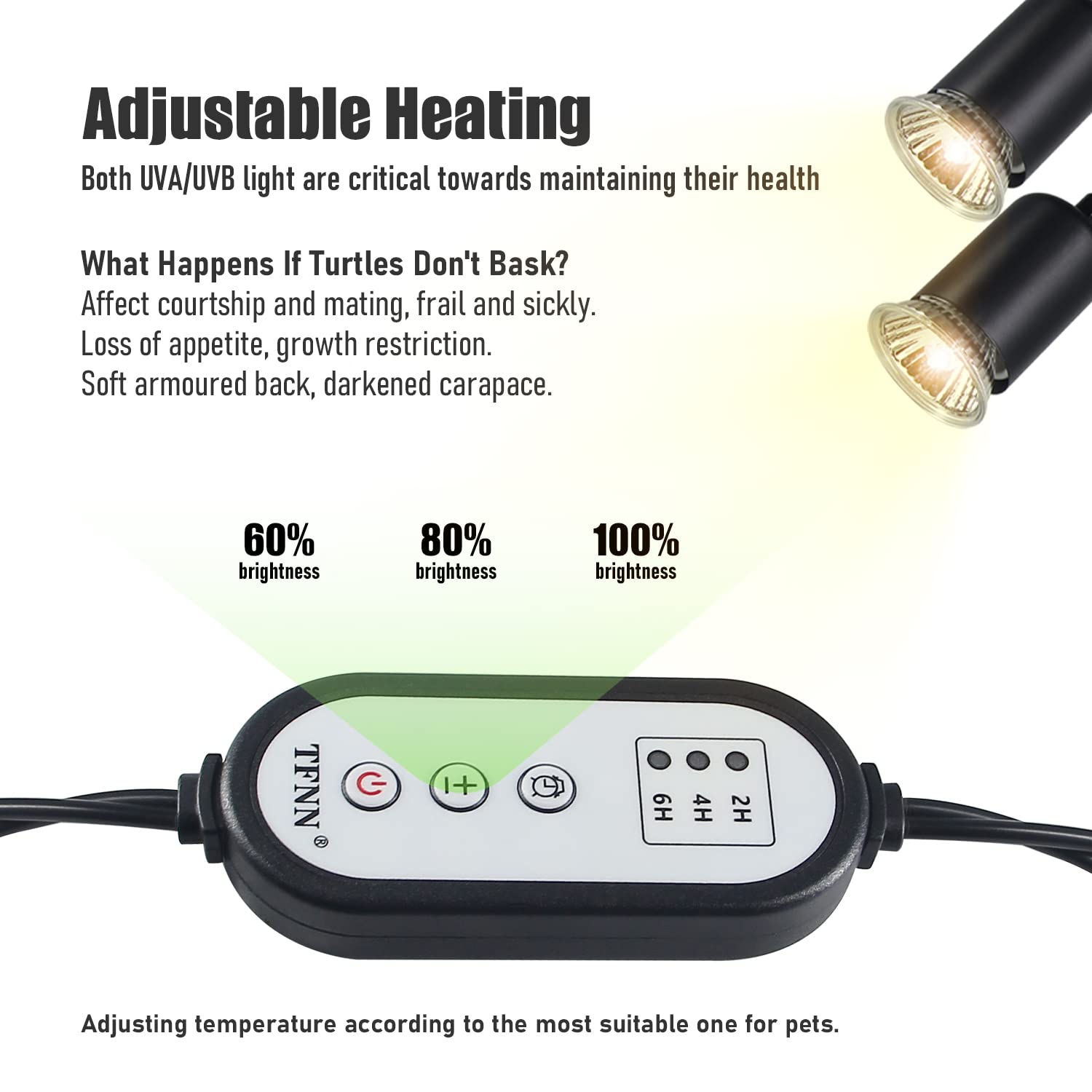 TFNN reptile heat lamp 360-degree gooseneck offers flexible beam direction