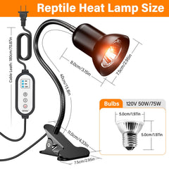 TFNN Reptile Heat Lamp 360-degree swan-neck enables flexible angle control for enclosures